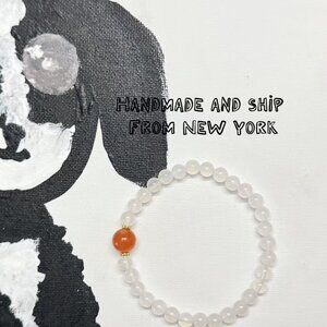 Natural Red Agate Bracelet Icy South Red Agate with Deep Red Center Bead